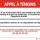 DUNKERQUE  Appel à témoins pour une trentaine de voitures fracturées pendant les fêtes de Noel