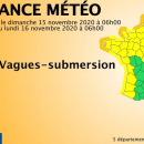 URGENT Cinq départements placés en vigilance orange vagues-submersion par Météo France : la Somme et le Pas-de-Calais.