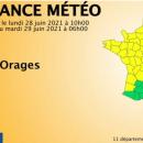 Alerte orange déclenchée pour 11 départements en raison de risques d'orages