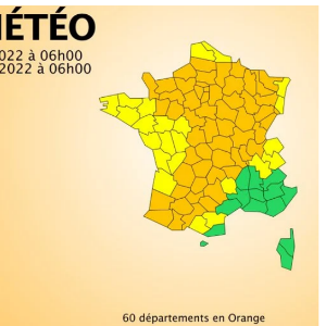 ORAGES en alerte dans 60 départements  Voici 60 départements