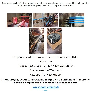 Opérateurs de fabrication en industrie (H/F) à Bousbecque