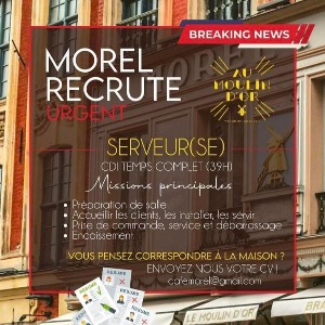 Morel recrute un serveur (h/f)