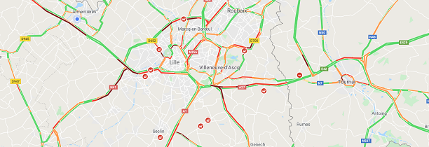 BOUCHONS : 70 kms et du brouillard à 8h55 dans la métropole lilloise