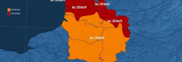 TEMPÊTE CIARA : 104 km/h Boulogne - 83 km/h Cambrai - Le point à 12h00