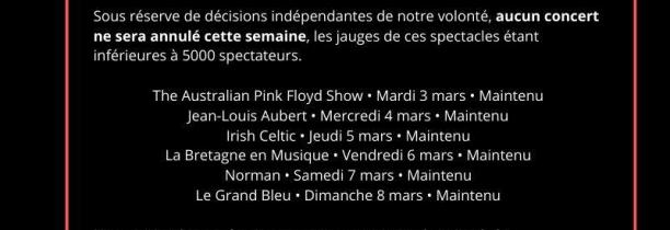 VIRUS : Le zénith de Lille annonce que les concerts de cette semaine sont maintenus