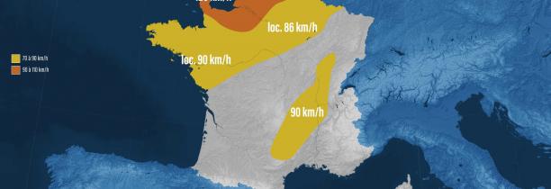 Météo : Les rafales de vent estimées sont de l’ordre de 70 à 90km/h dans les terres et jusqu’à 130km/h sur les caps exposés