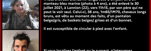 Alerte enlèvement - Un petit garçon de 8 ans, Dewi, a été enlevé à Lannion, dans les Côtes-d'Armor