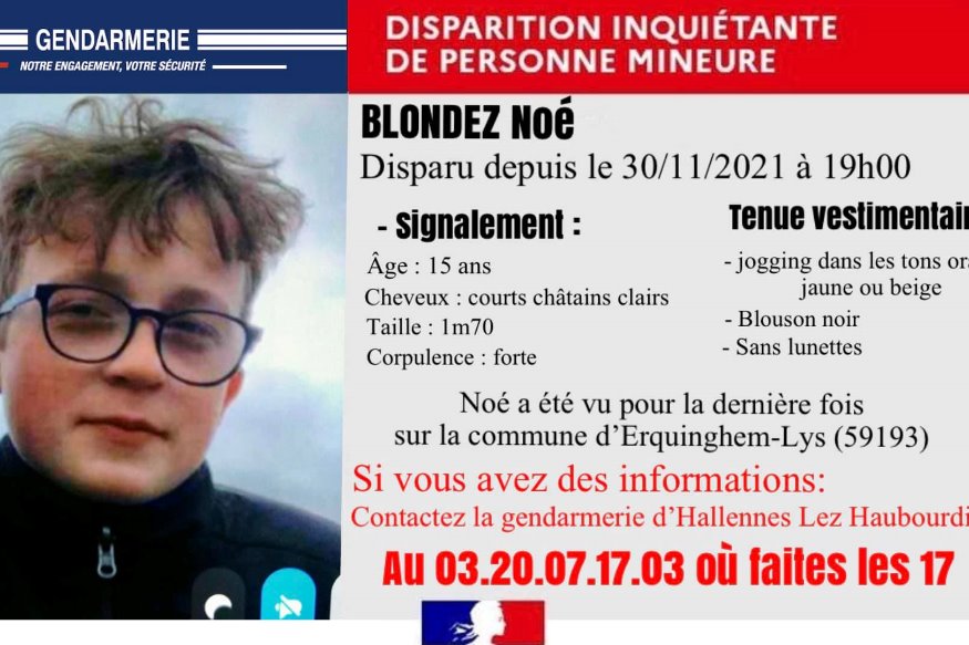 Disparition inquiétante d'un mineur