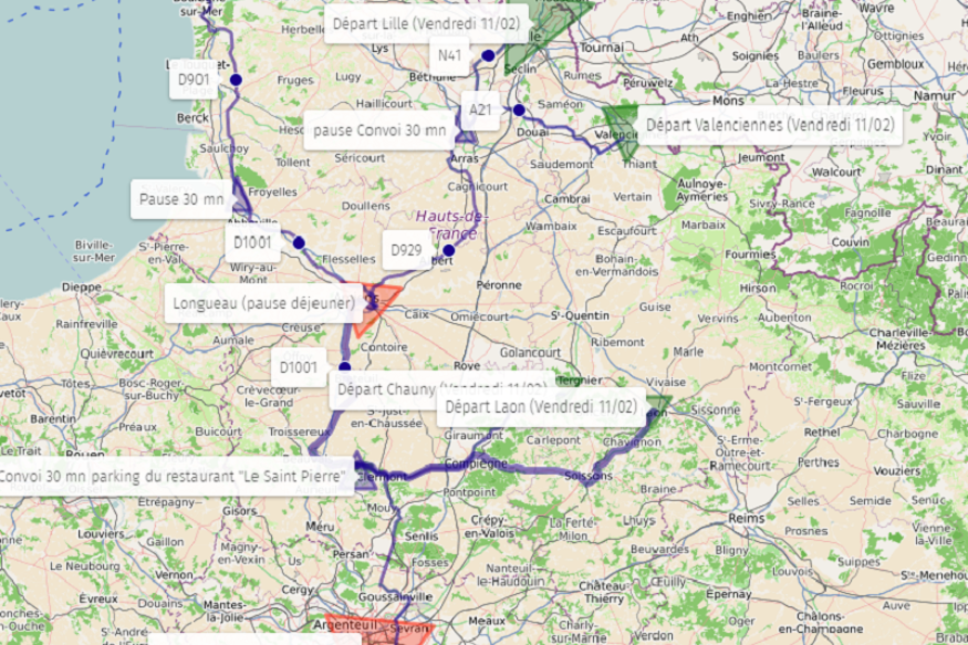 « convois de la liberté » au départ du nord des ce vendredi de Calais en passant par Lille et Vimy en direction de Paris