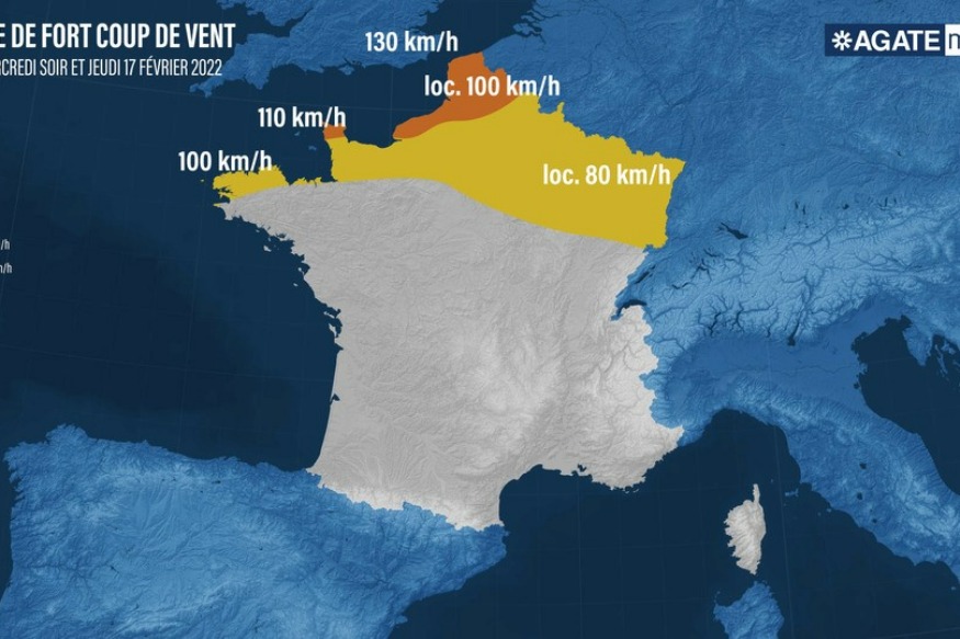 À partir de mercredi soir et jusqu’à jeudi matin, du vent jusqu'à 110 km/h sur les Hauts-de-France