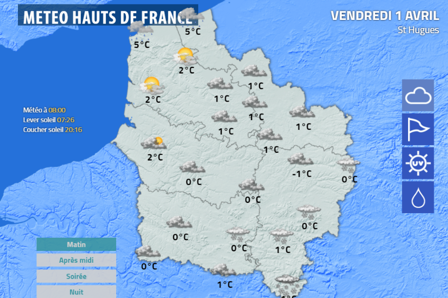 Agate Météo : Gelées et neige pour ce 1 avril