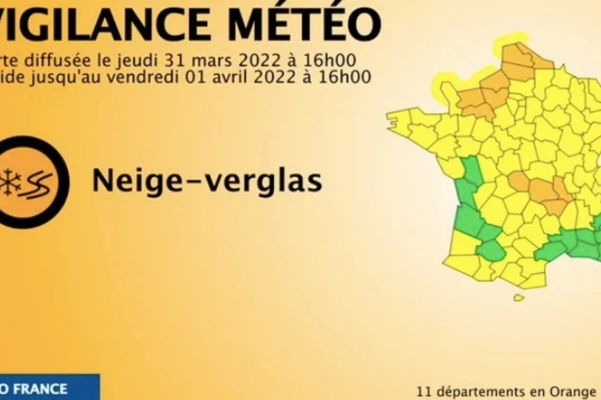 Alerte Météo: Météo France place onze départements du nord et du centre de la France en vigilance orange neige et verglas - Découvrez la carte