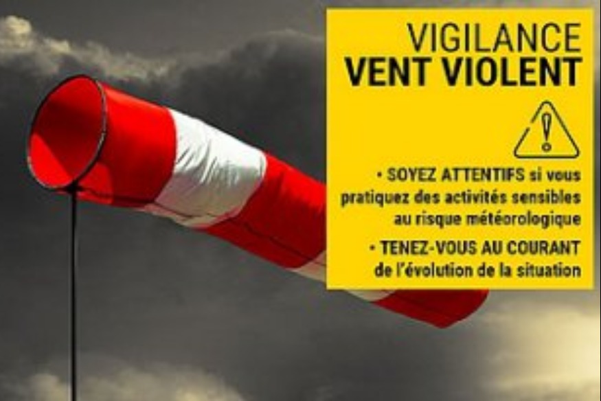 VIGILANCE ORANGE « VENTS VIOLENTS »par Météo France le 2 novembre 2023 – 00h00 à 21h00.